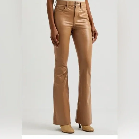 Veronica Beard Beverly Flared Faux Leather Jeans – brown camel  – Size 6- NWT - Picture 2 of 14